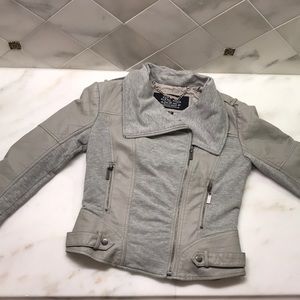Blanc Noir Grey Leather Jacket